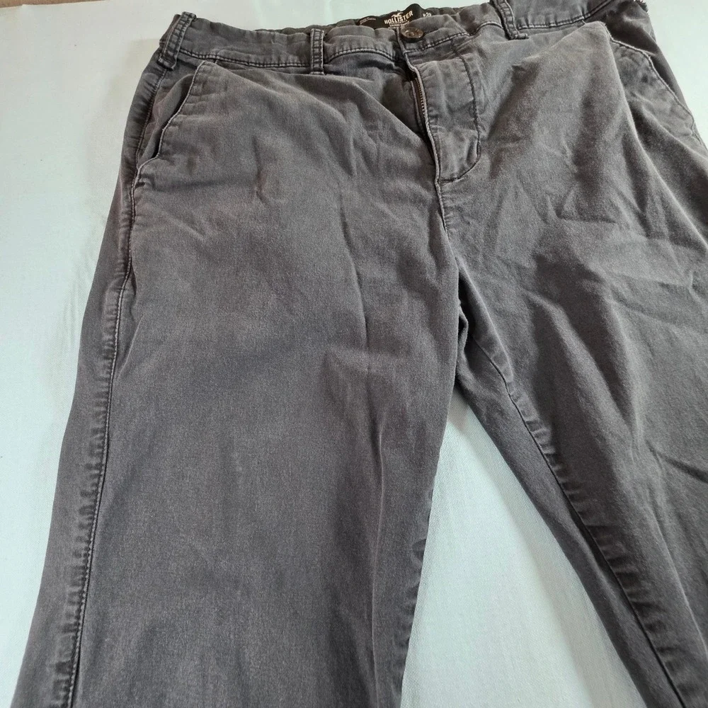 Hollister Epic Flex Skinny Chino Pants Mens 33x32 Charcoal Gray Stretch Twill